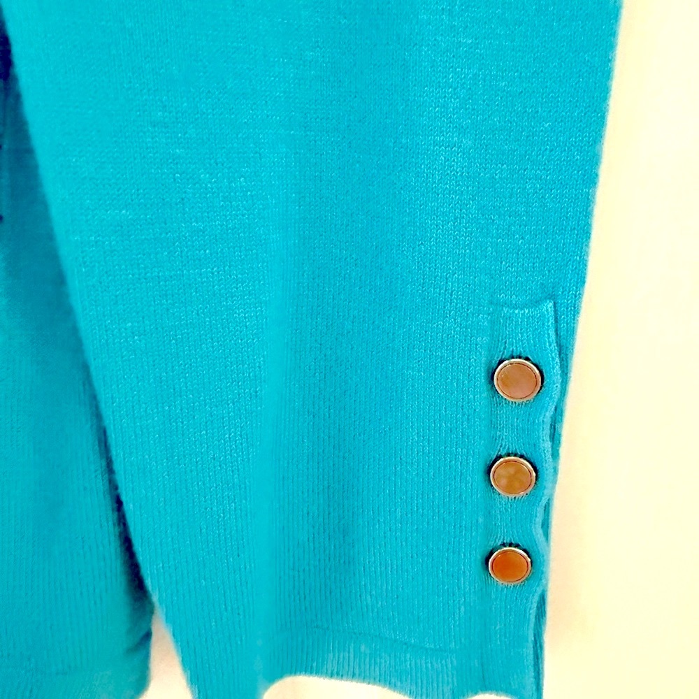 Chico's Woman Cardigan SET. Blue Color Block Women's Sweater Set, NWT, S/M - Picture 9 of 16